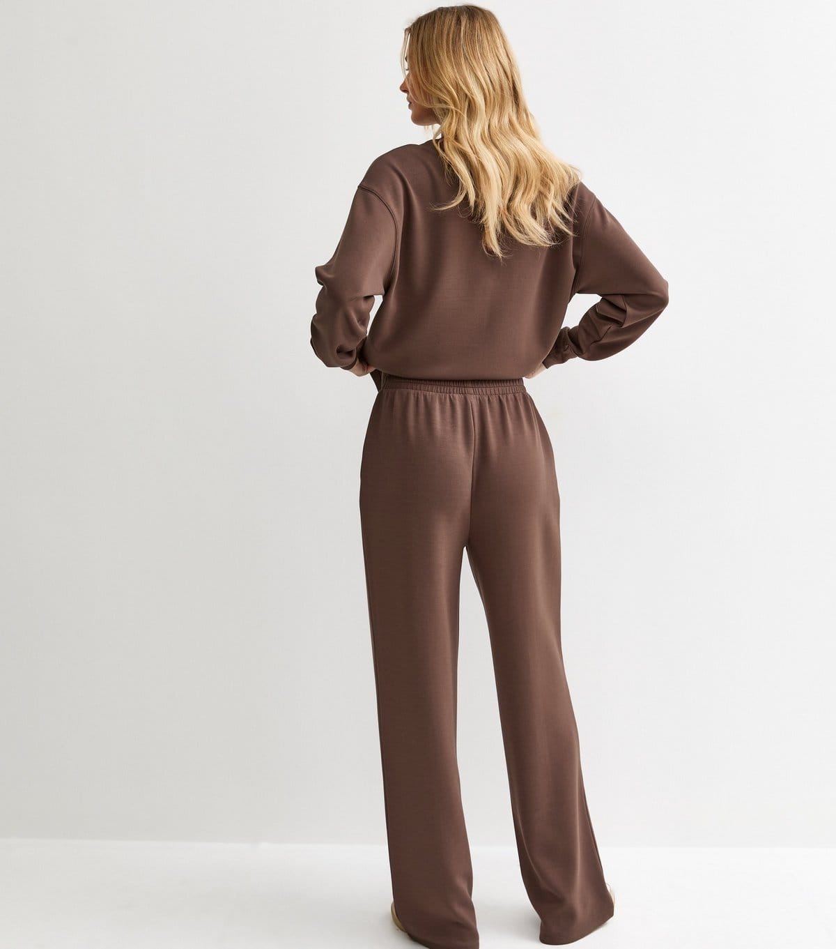 New Look Women's Tall Premium Brown Jersey Wide Leg Joggers New Look - 4