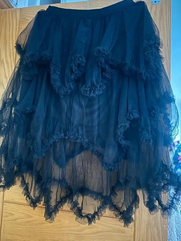 Tulle Black Net Mesh Chiffon Ruffle Festival Skirt