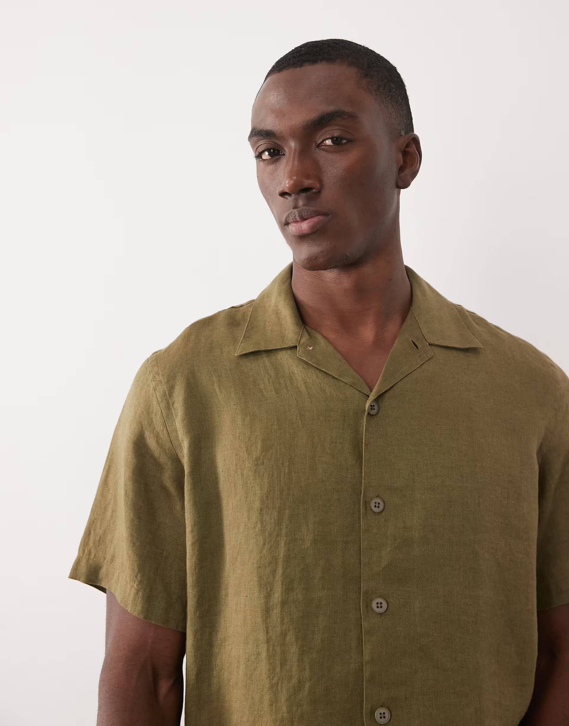 ASOS PS Paul Smith Khaki Linen Short Sleeve Shirt