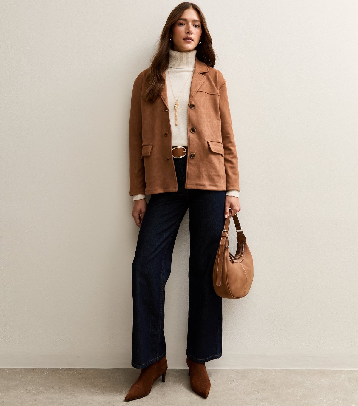 New Look Women's Tan Faux Suede Button Up Jacket New Look - 2