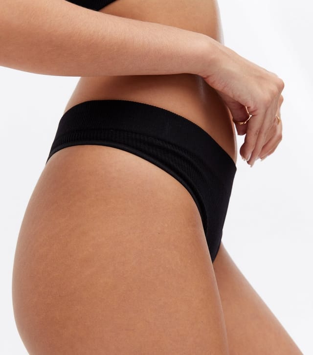 New Look Women's Black Ribbed Seamless Thong New Look - 3