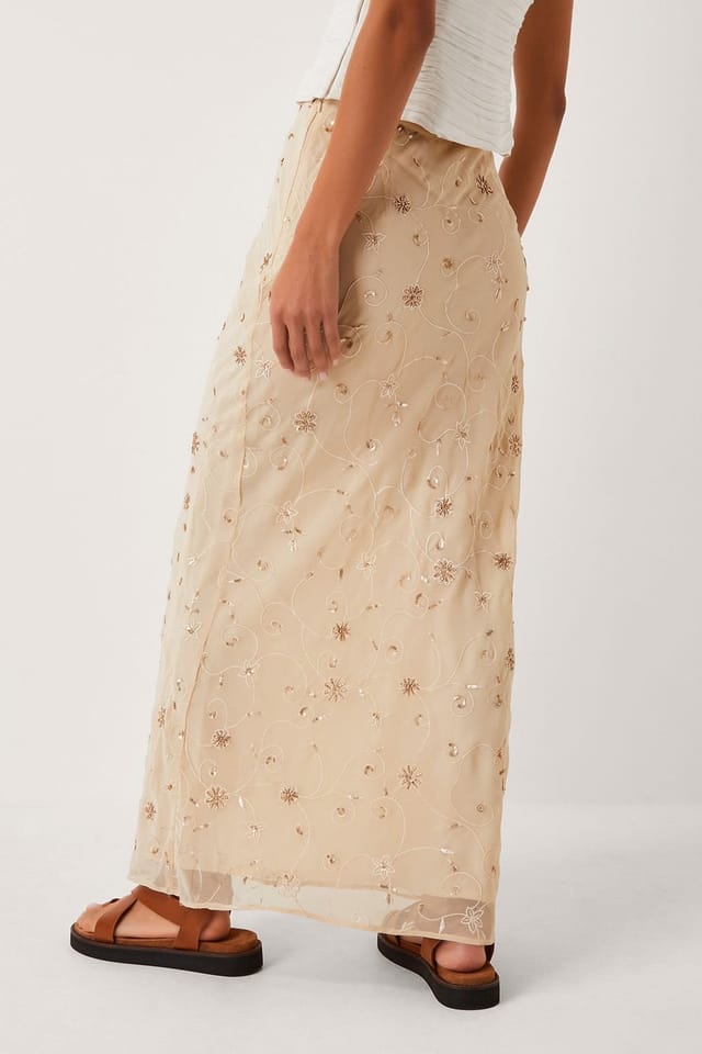 Monsoon Monsoon Women's The India Edit Celestine Embellished Maxi Skirt Yellow in Beige - 2
