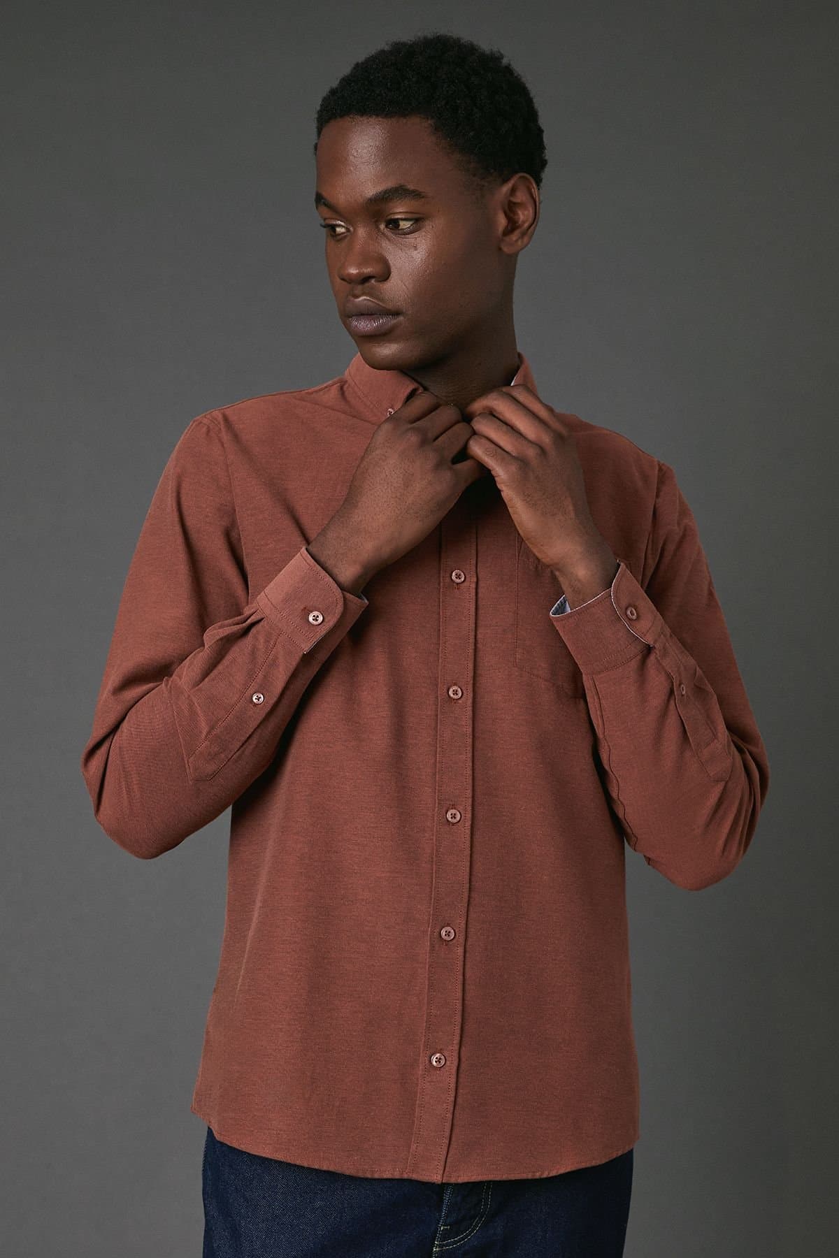 Maine Maine Men's Red Brushed Flannel Long Sleeve Shirt