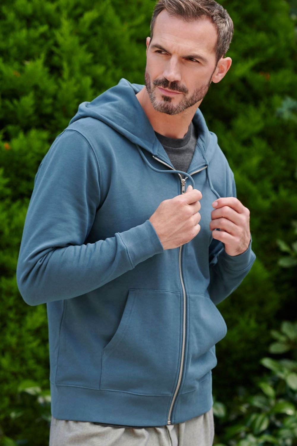 British Boxers British Boxers Men's "Petrol" Cotton Zip-up Hoodie in Teal - 3