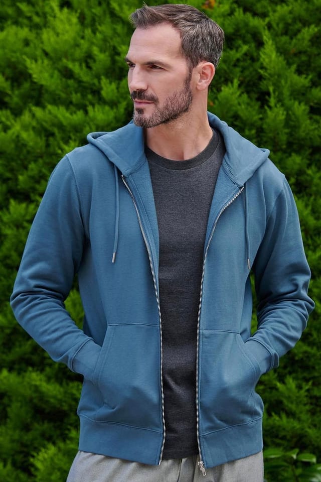 British Boxers British Boxers Men's "Petrol" Cotton Zip-up Hoodie in Teal - 3