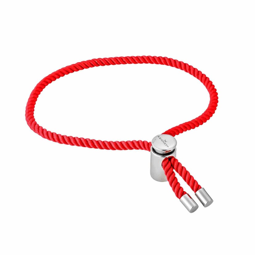 Kennett Kennett Men's Vilamoura Adjustable Rope Toggle Bracelet Rhodium Plated Stainless Steel & Nylon in Red - 1