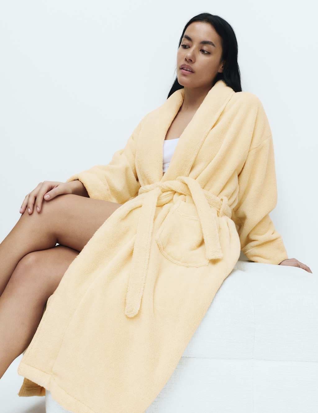 Marks & Spencer M&S Pure Cotton Towelling Dressing Gown Dark Cream