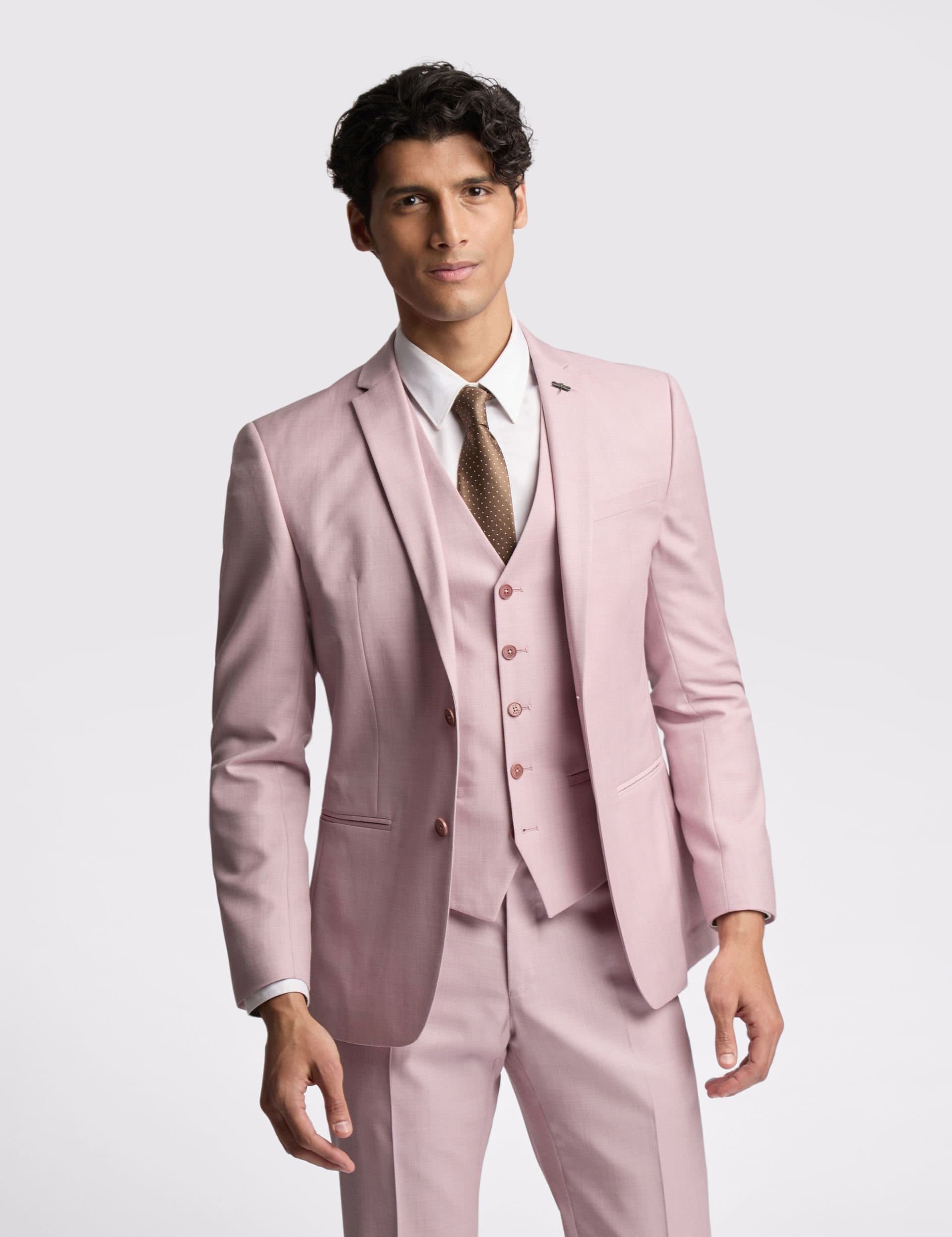 Ted Baker Ted Baker Men's Burra Slim Fit Rose Sharkskin Suit Jacket in Pink