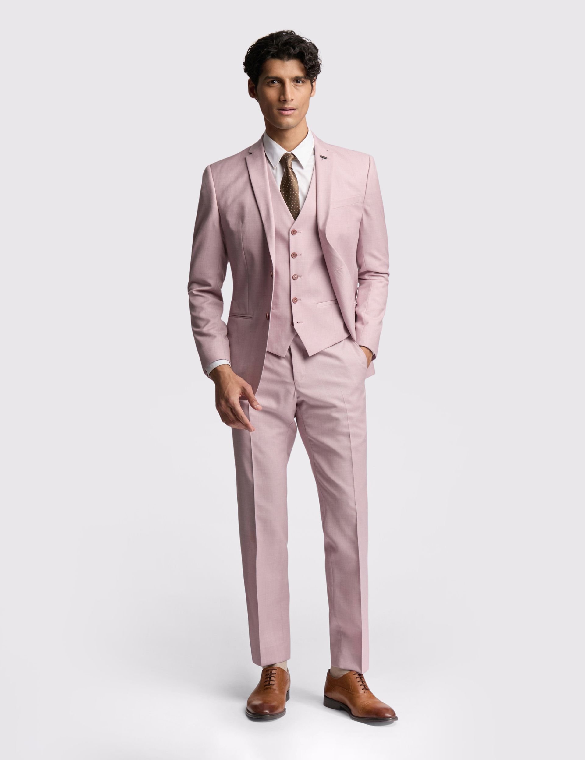 Ted Baker Ted Baker Men's Burra Slim Fit Rose Sharkskin Suit Jacket in Pink - 2