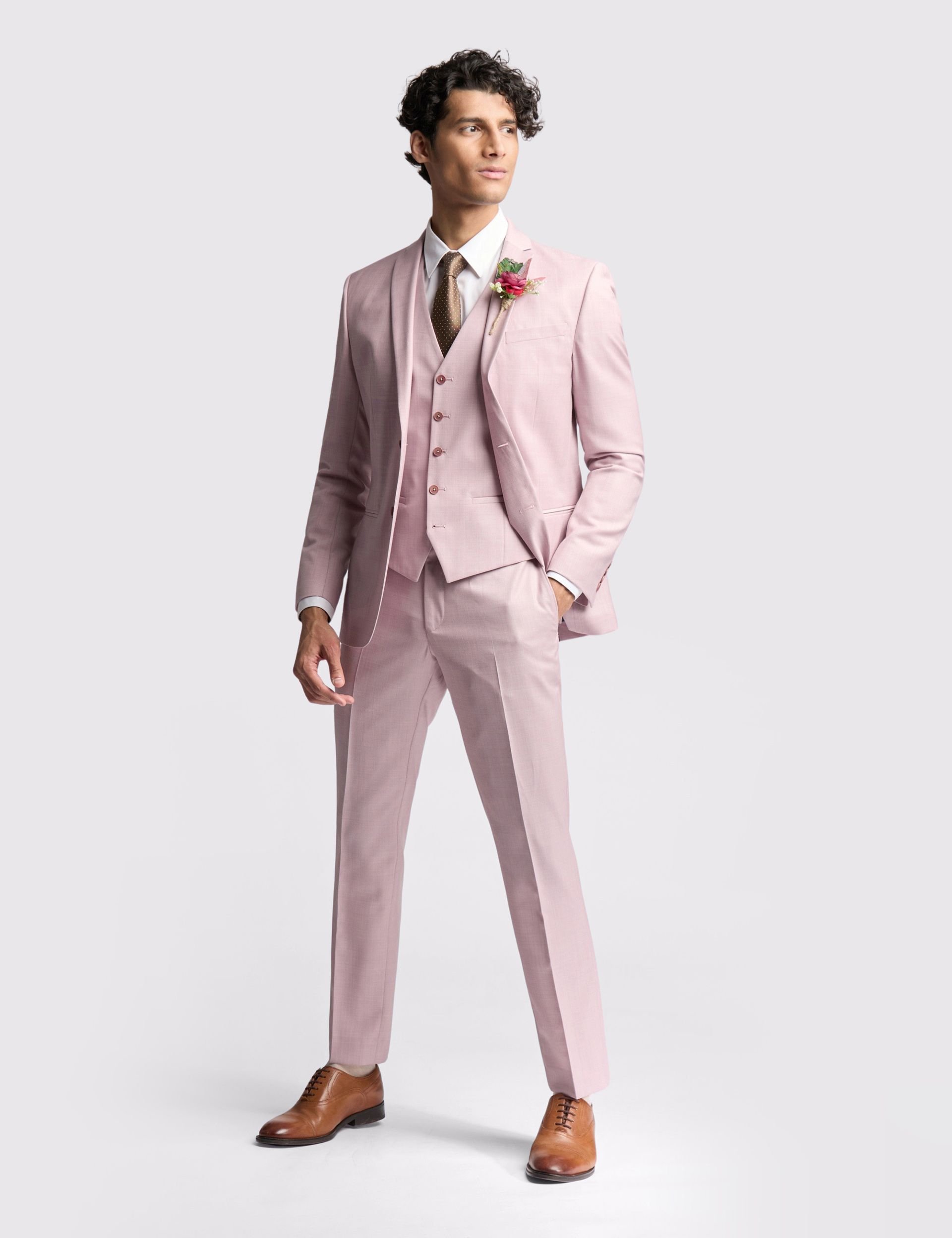 Ted Baker Ted Baker Men's Burra Slim Fit Rose Sharkskin Suit Jacket in Pink - 3