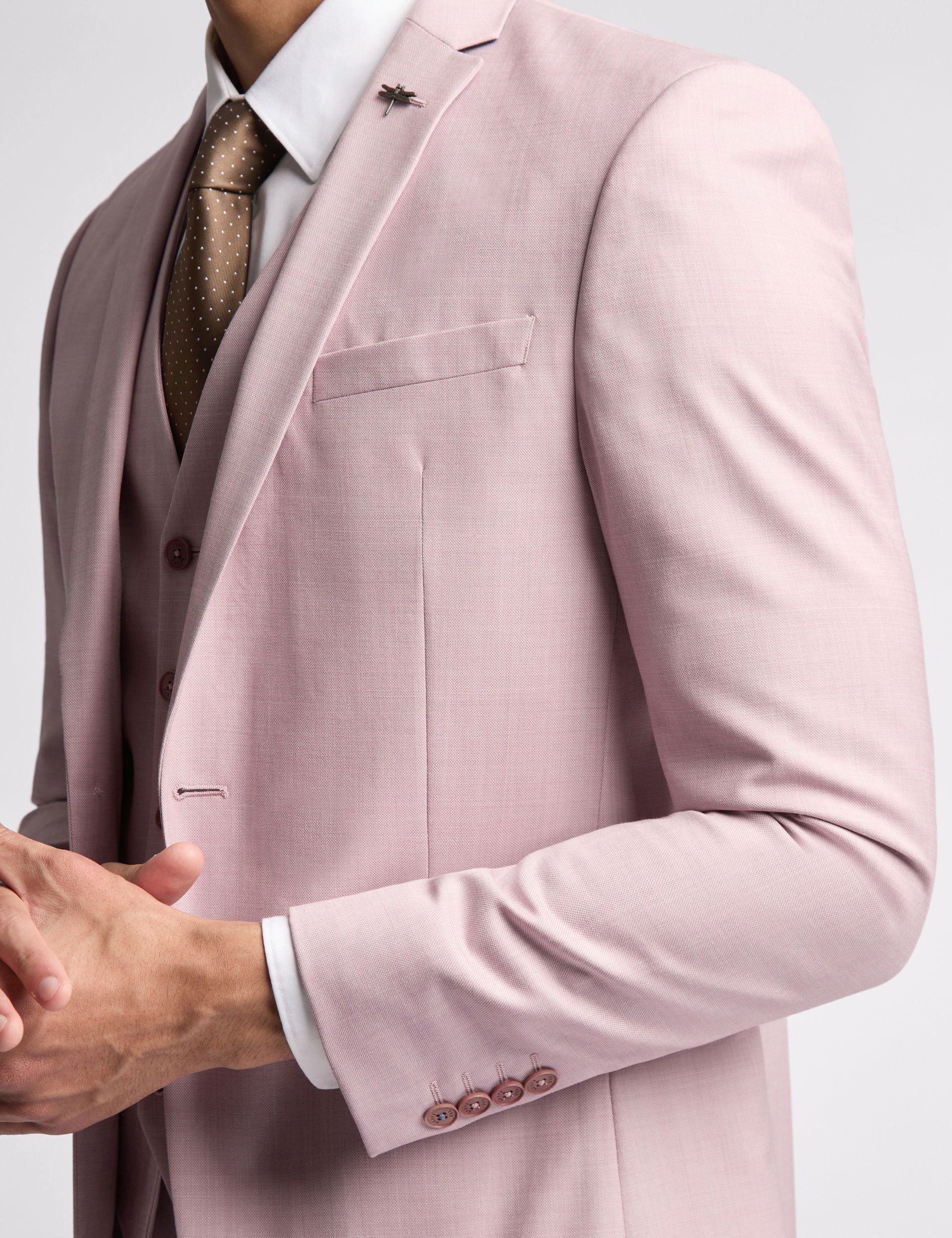 Ted Baker Ted Baker Men's Burra Slim Fit Rose Sharkskin Suit Jacket in Pink - 4