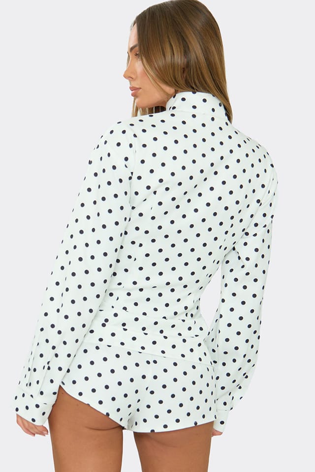 EGO EGO Women's Long Sleeve High Neck Playsuit in Cream - 2