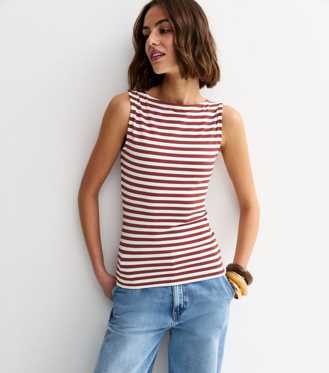 New Look Women's White Stripe Slash Neck Vest Top New Look - 3