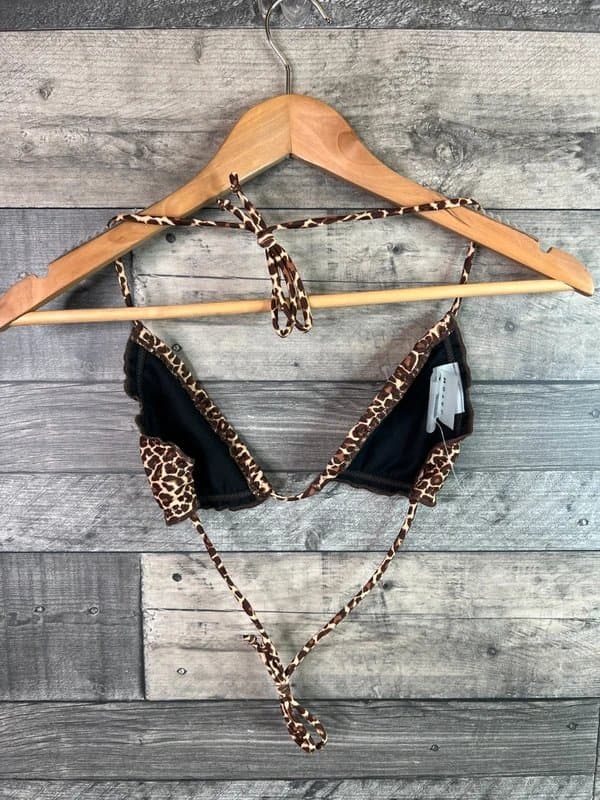 Motel Motel Triangle Bikini Top Size Small Leopard Animal Print Urban Outfitters Swim