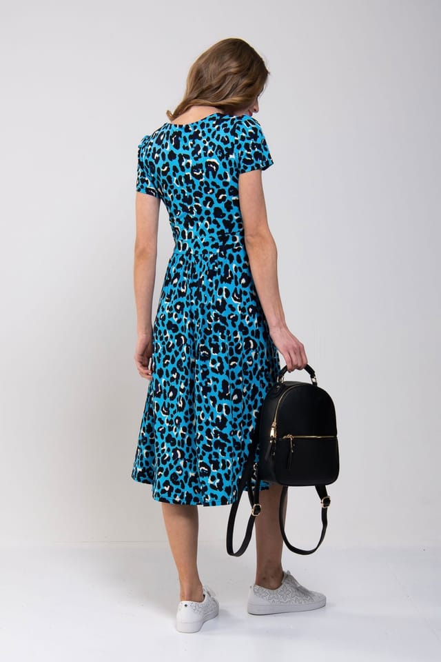 Jolie Moi Jolie Moi Women's Wrap Front Jersey Midi Dress in Blue - 2
