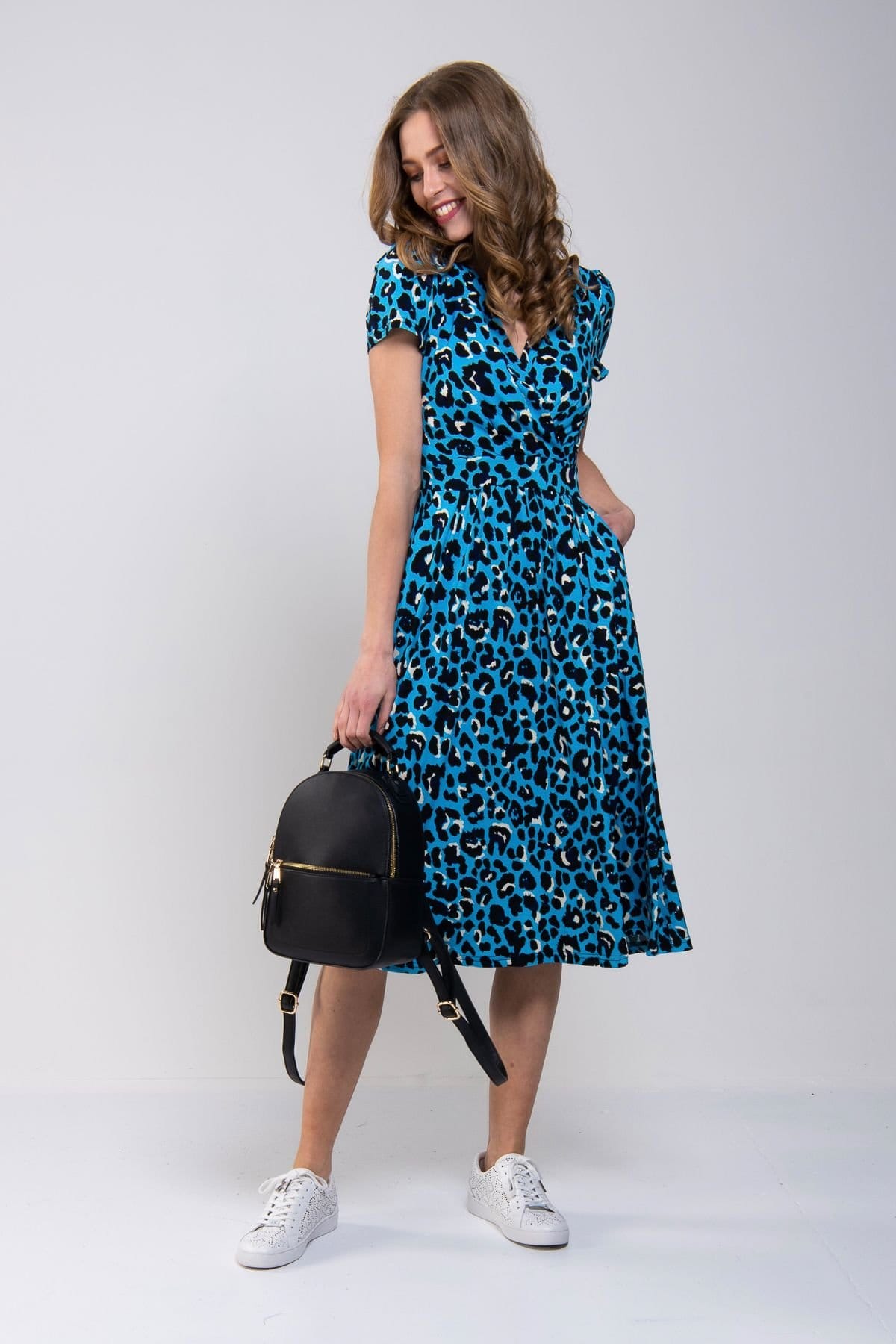 Jolie Moi Jolie Moi Women's Wrap Front Jersey Midi Dress in Blue - 4