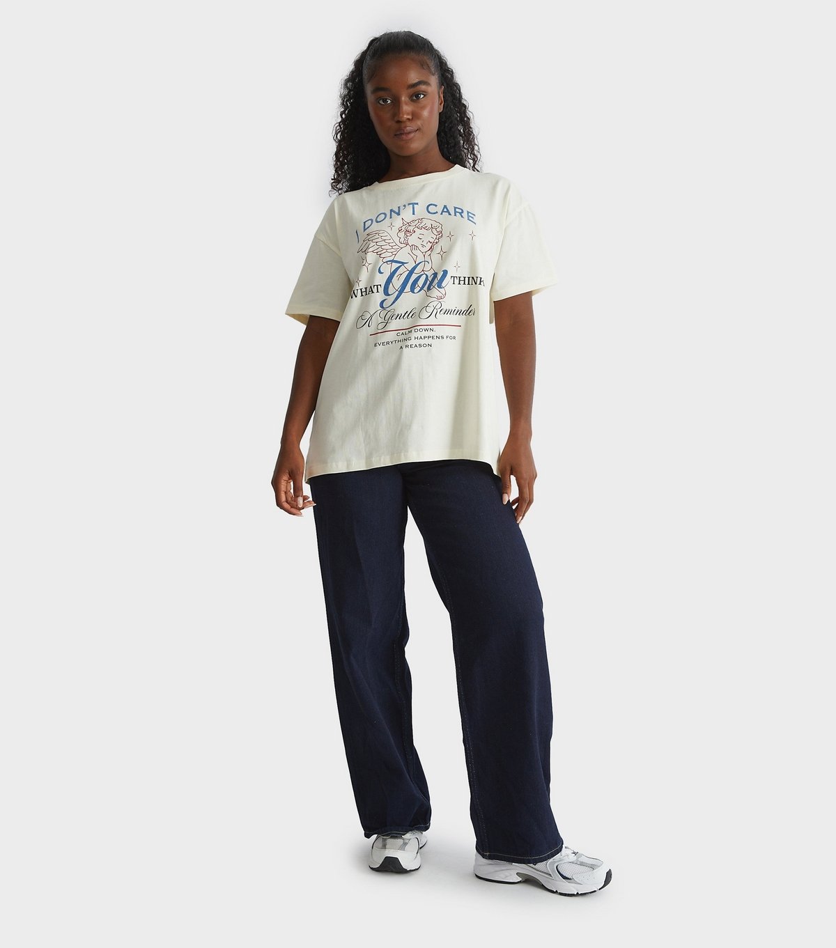 Skinnydip Women's Cream I Don't Care Print T-Shirt Skinnydip New Look - 2