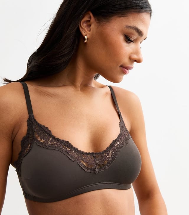 New Look Women's Dark Brown Lace Trim Bralette New Look - 2