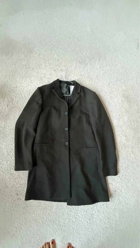 ASOS ASOS Men’s Khaki Smart Coat – Size S, Straight Cut, Mid-Thigh Length, New with tags