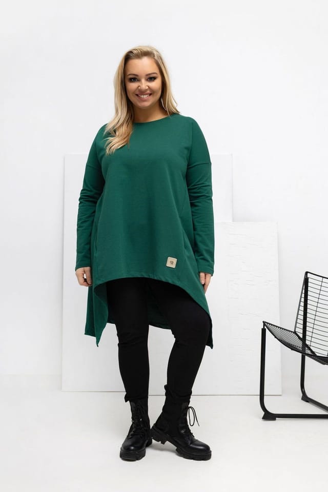 Love Lace Love Lace Women's Plus Size Asymmetrical Tunic with Pockets Style 222406 in Green - 2