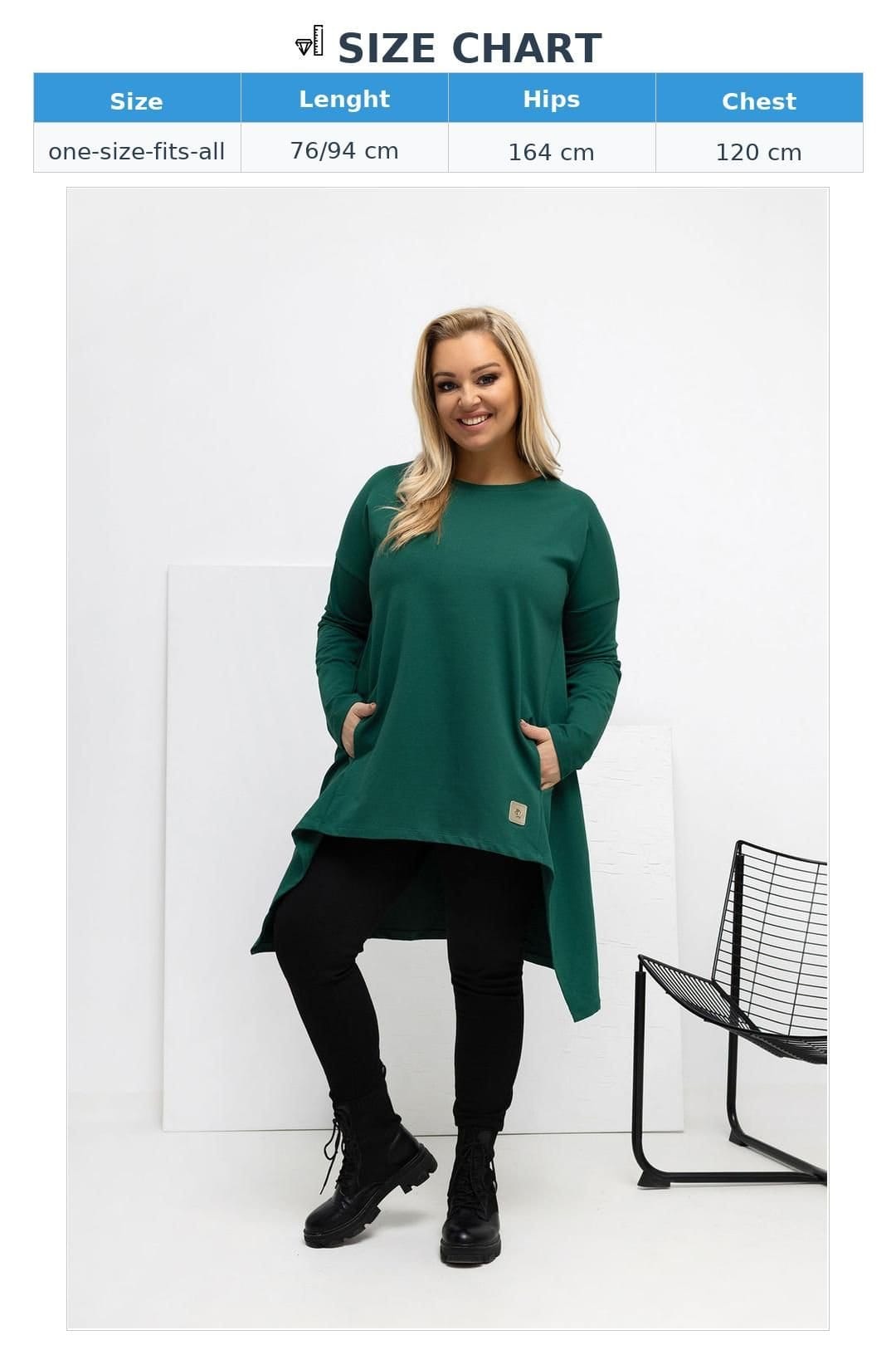 Love Lace Love Lace Women's Plus Size Asymmetrical Tunic with Pockets Style 222406 in Green - 4