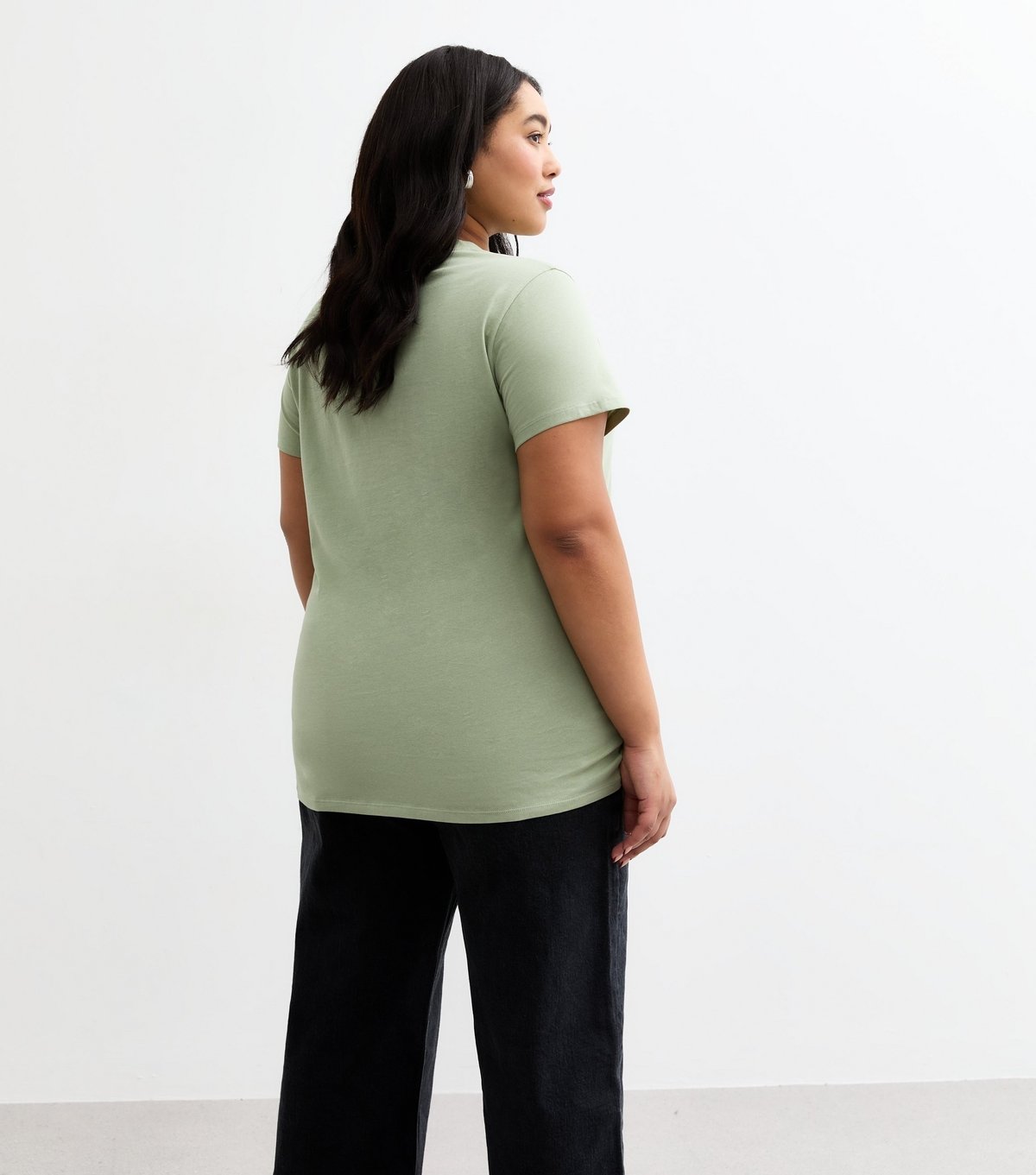New Look Women's Plus Size Khaki Green Paris Printed T-Shirt Curves New Look - 4