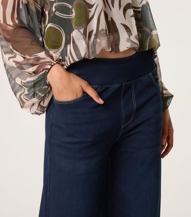 Blue Vanilla Women's Dark Blue Elasticated Waist Jeans Blue Vanilla New Look - 3