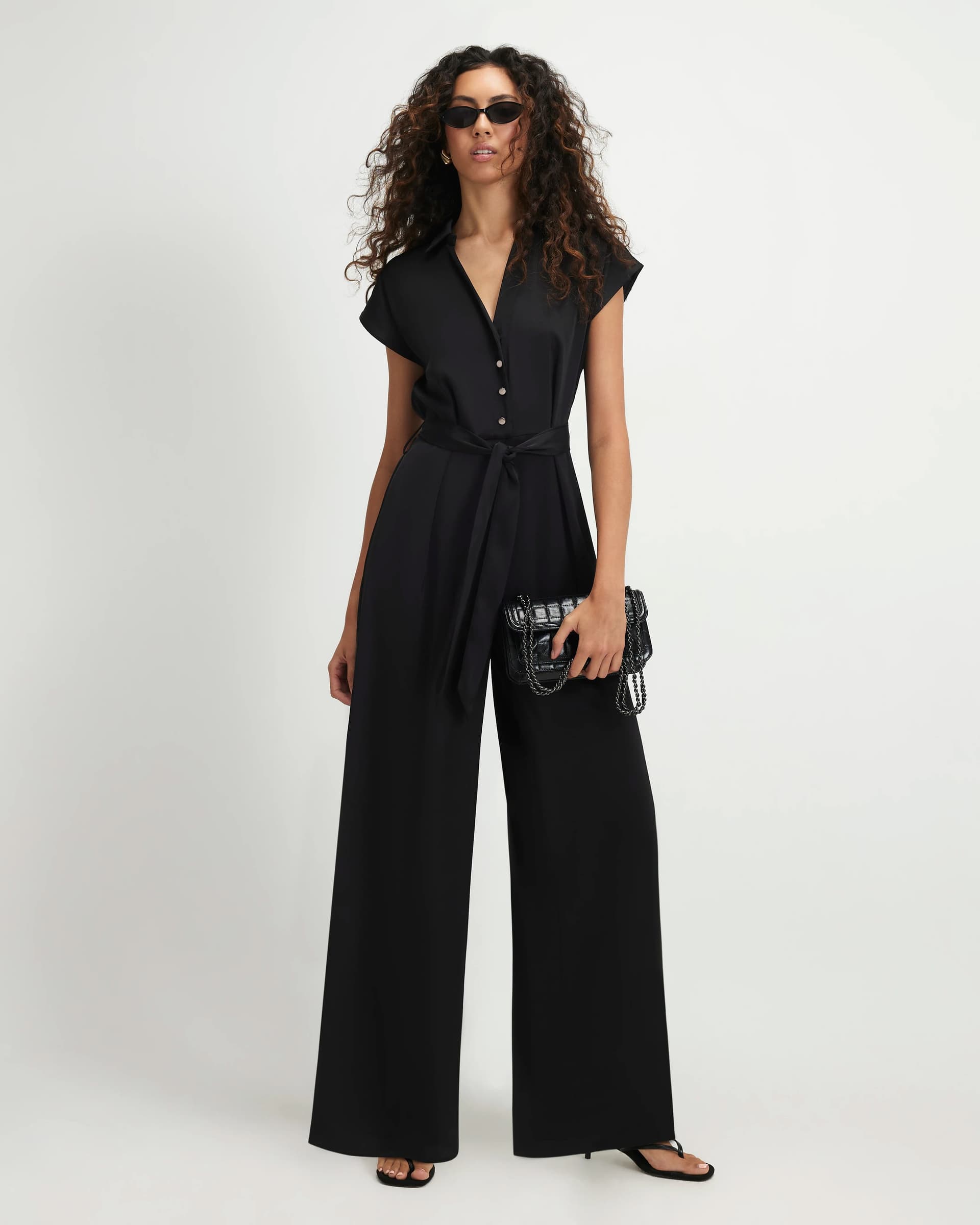 River Island River Island Womens Black Cap Sleeve Jumpsuit