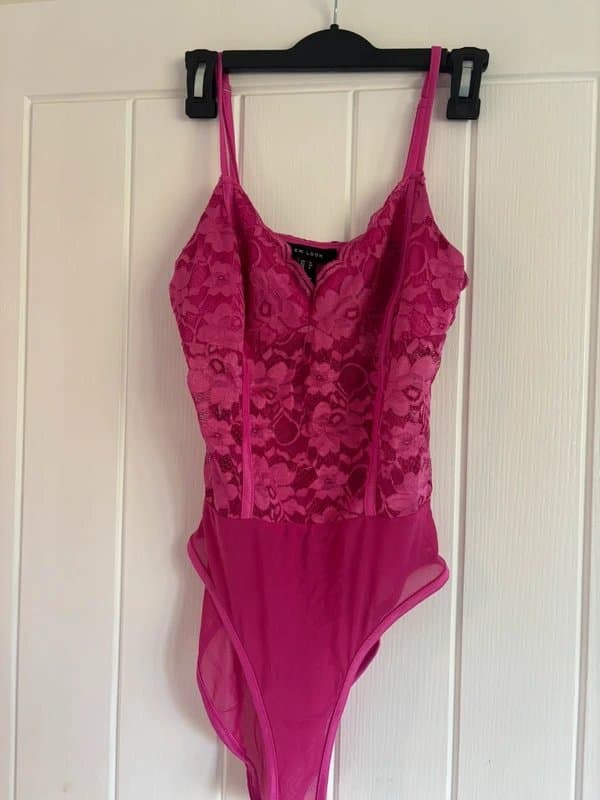 New Look Pink lace new look bodysuit size 12
