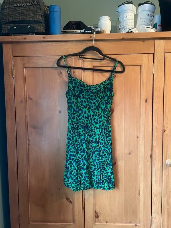 Bershka Green leopard print mini dress