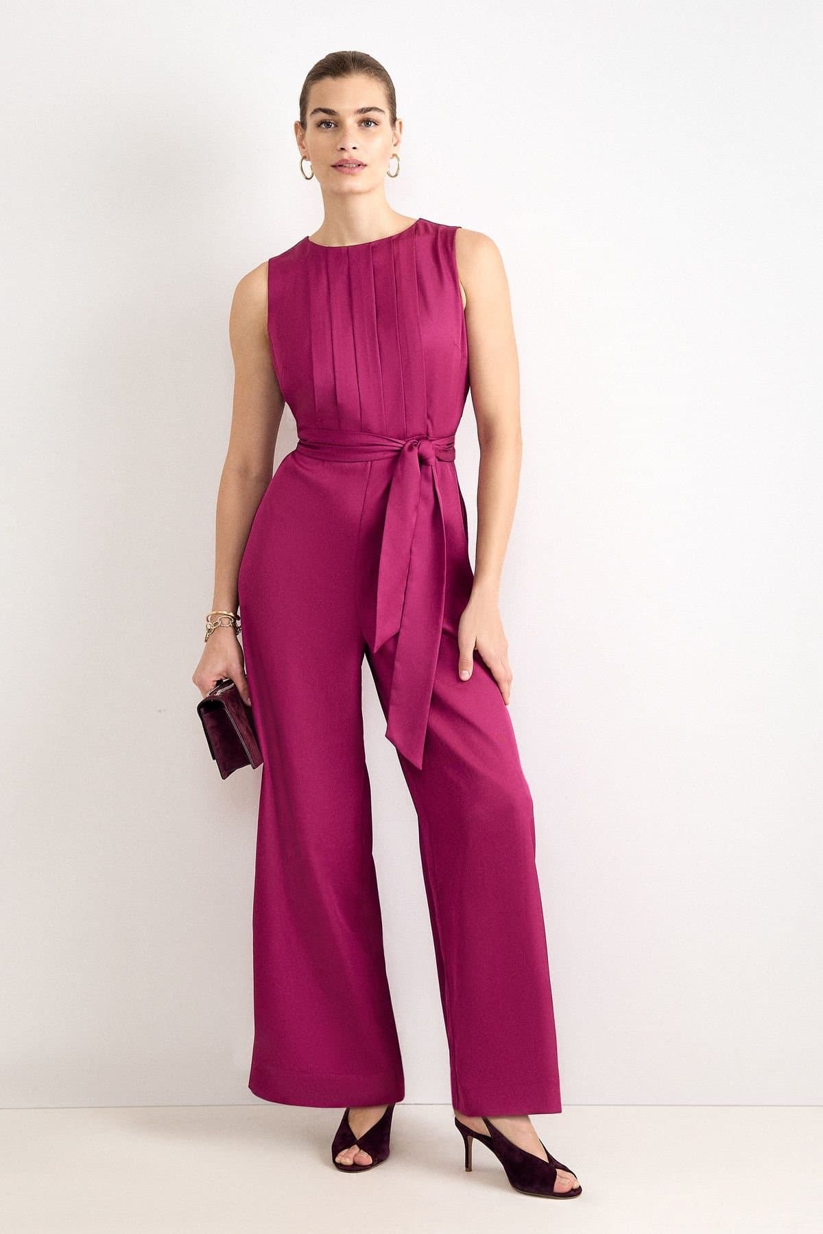 Phase Eight Phase Eight Women's Janine Pleat Detail Jumpsuit in Magenta