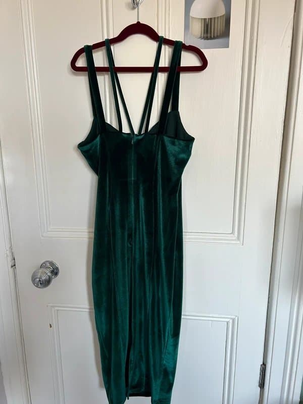 ASOS ASOS Dark Green Velvet Strap Dress - UK 8