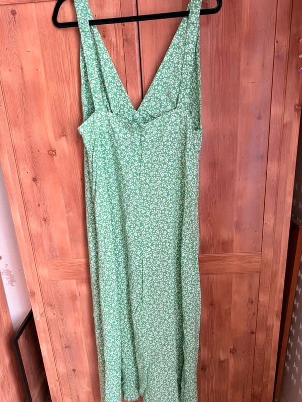 ASOS Floral Green V-Neck Loose Fit Dress