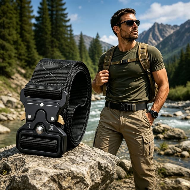 Lovii Lovii Men's Quick Release Tactical Belt for Men Nylon Work Waist Belt Black - 2