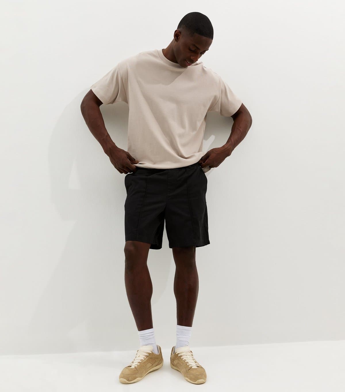 New Look New Look Black Regular Cotton Pin Tuck Shorts