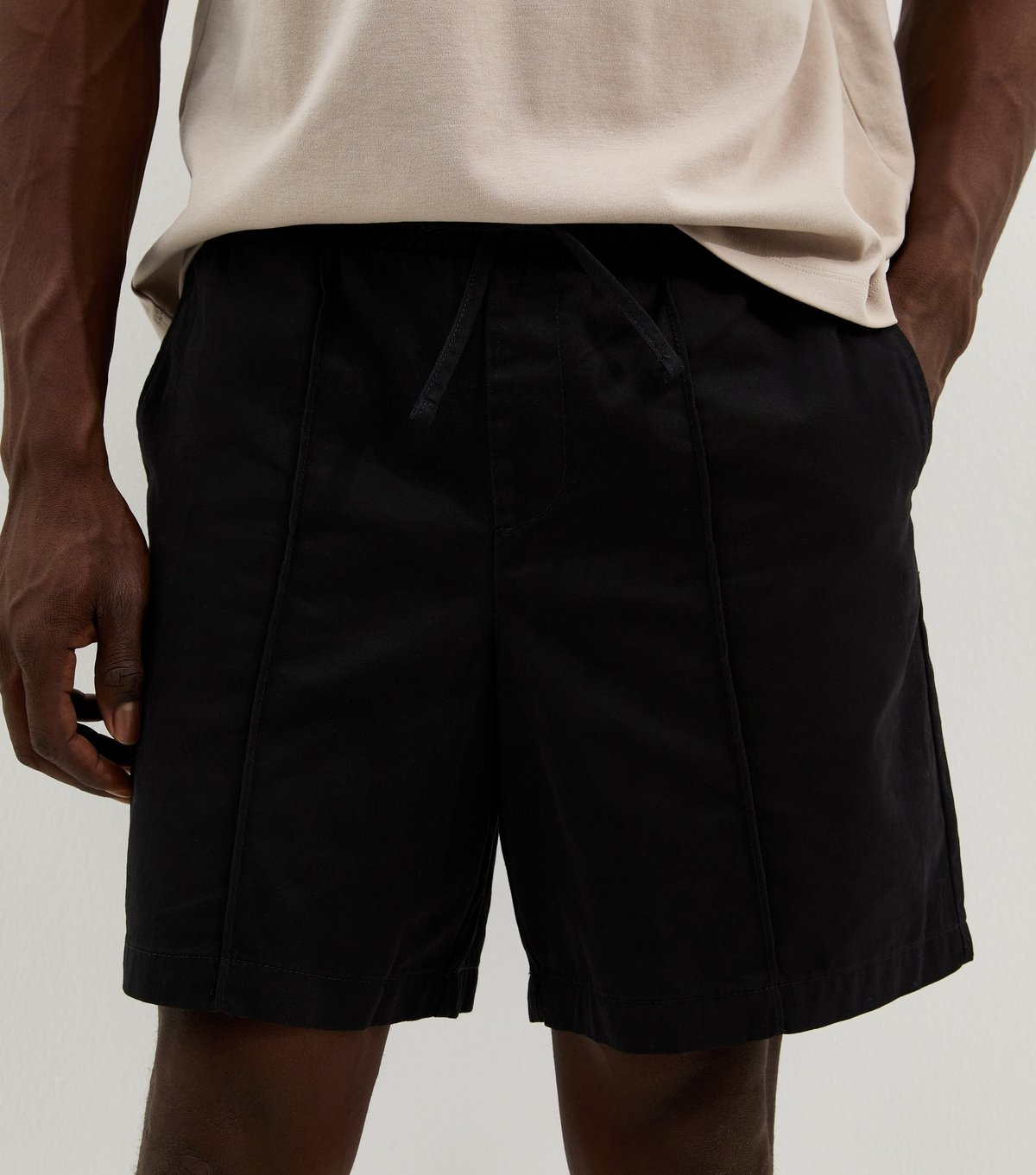 New Look Men's Black Regular Cotton Pin Tuck Shorts New Look - 3