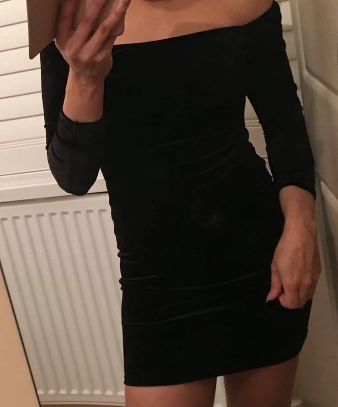 New Look Black Velvet Off-Shoulder Mini Dress