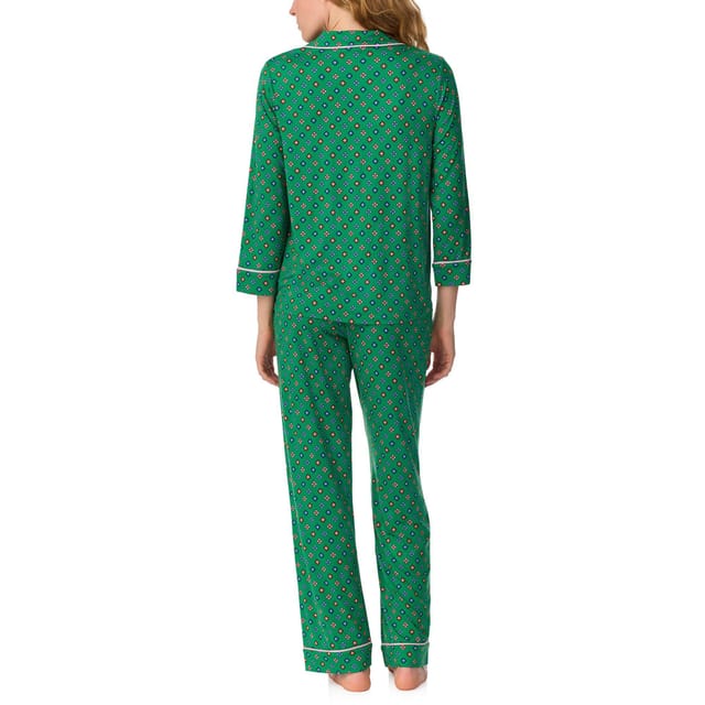 kate spade new york Kate Spade New York Women's 3/4 Sleeve Long PjJ Set in Brushed Jersy with Floral Green Pattern - 2