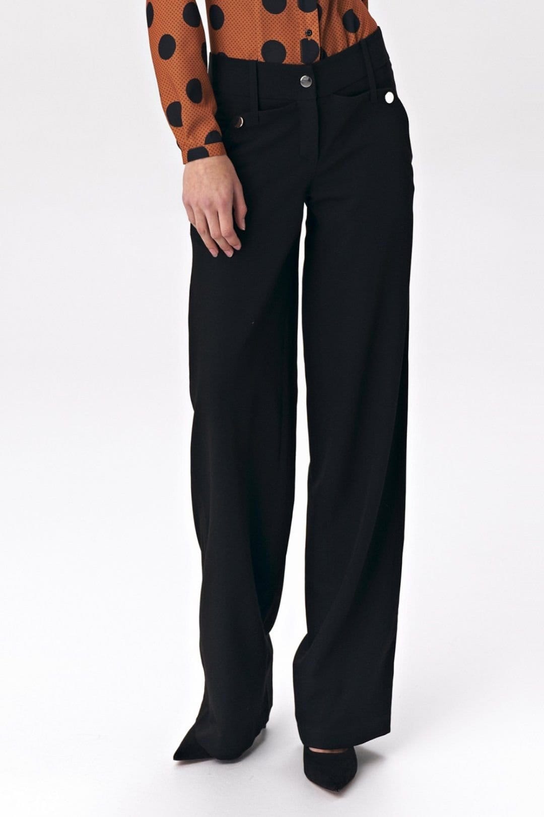 Love Lace Black Viscose Palazzo Office Trousers