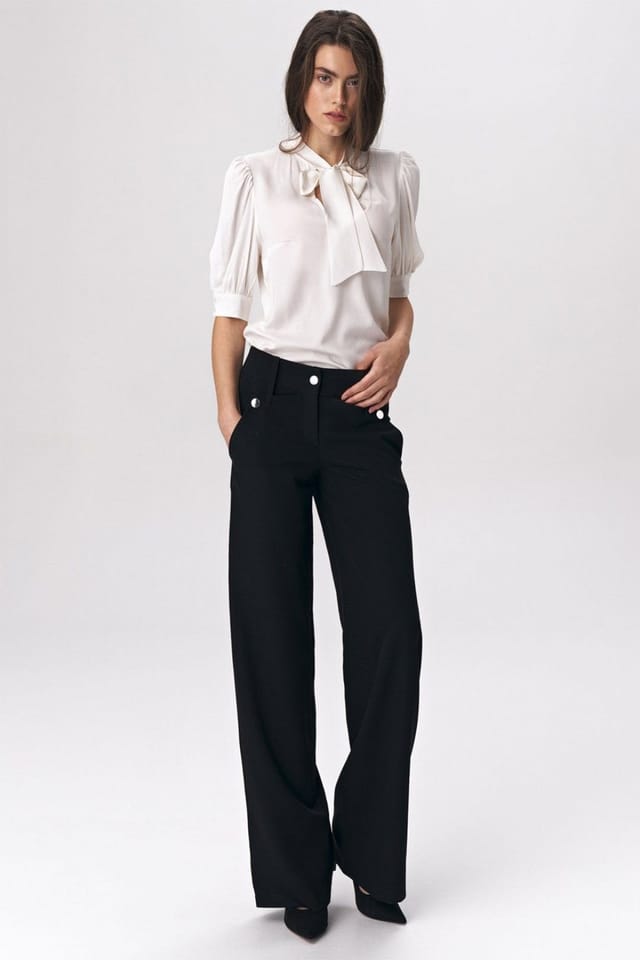 Love Lace Love Lace Women's Viscose Palazzo Office Trousers in Black - 2