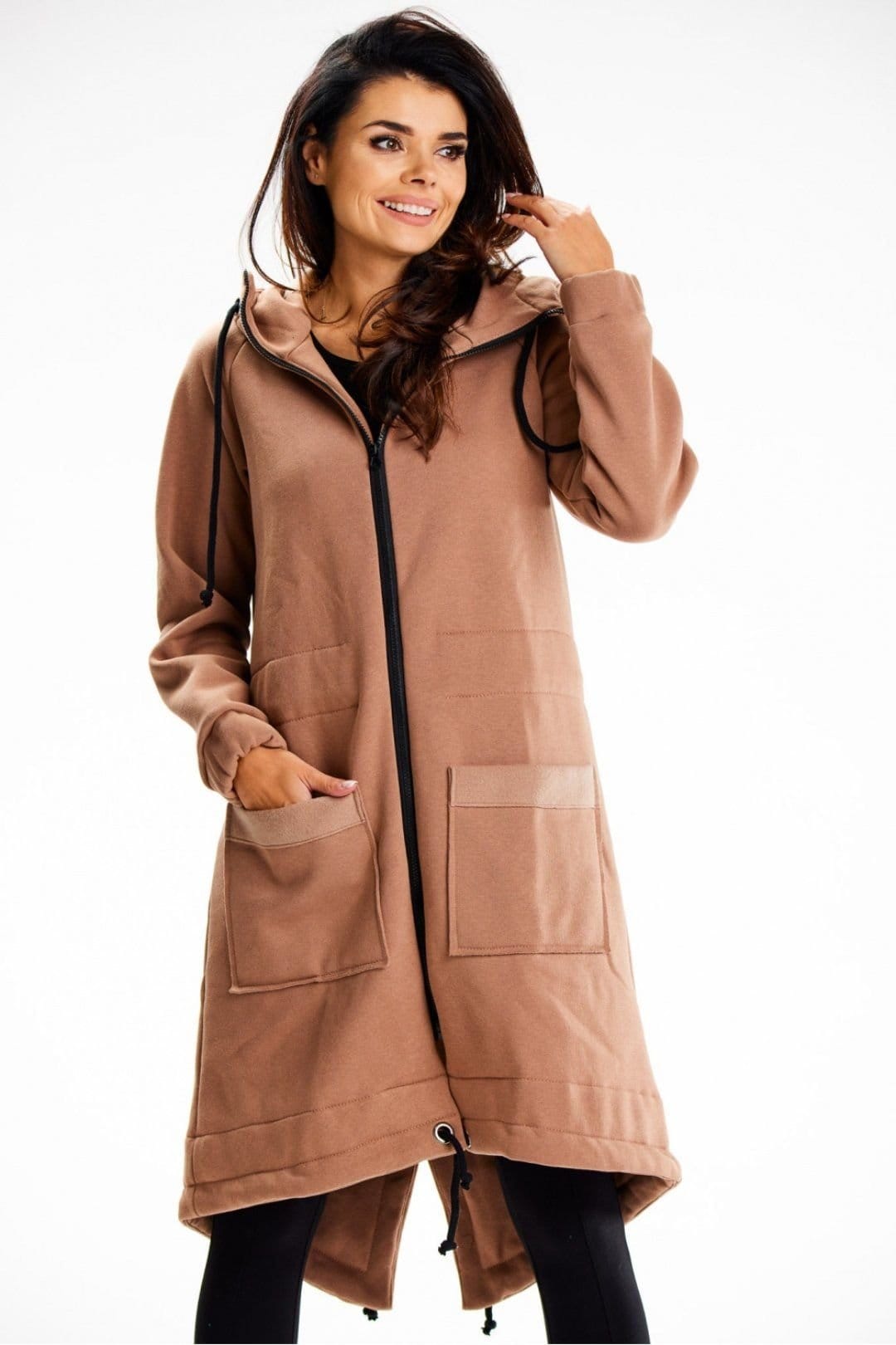 Love Lace Brown Cotton Hoodie with Hood Pockets
