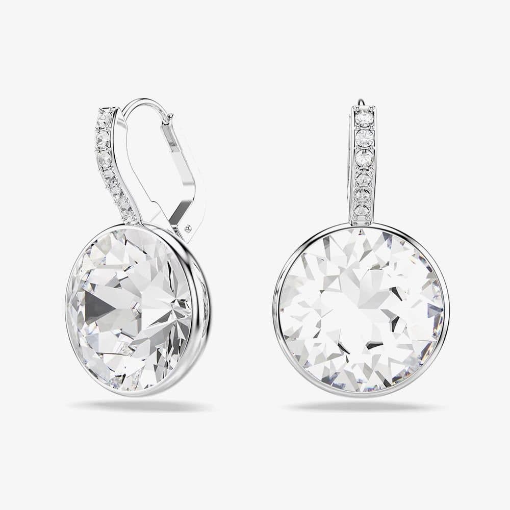 Swarovski Swarovski Women's Millenia Rhodium Plated Round White Crystal Drop Earrings 5731149 in Silver