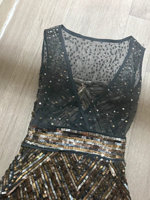 ASOS ASOS Luxe Vintage Black & Gold Sequin mini Dress - 1