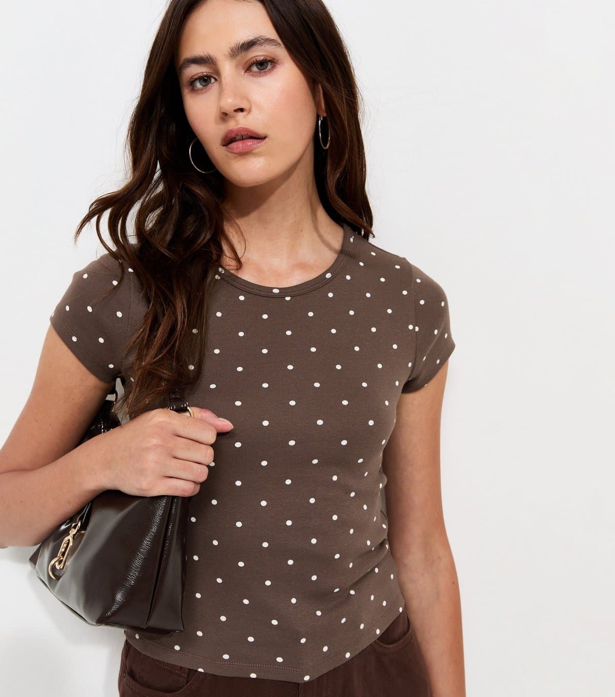 New Look New Look Navy Polka Dot Baby Tee T-Shirt