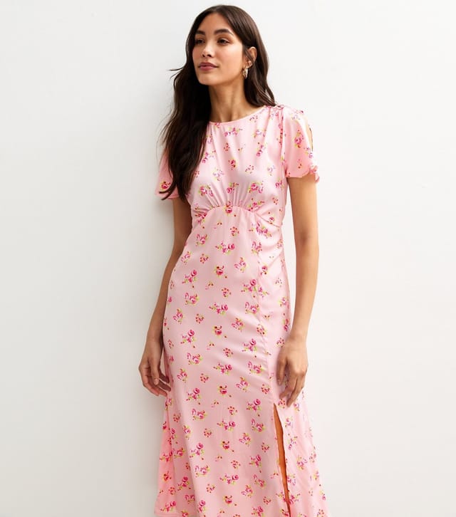 New Look Women's Pink Floral Print Flutter Sleeve Midi Dress New Look - 2