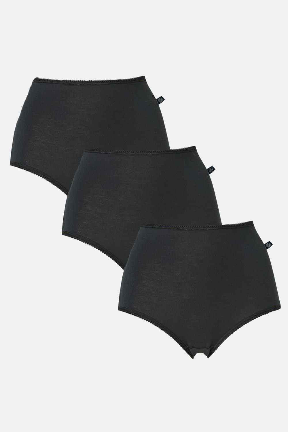 British Boxers British Boxers Women's Pack of Three "Kohl Black" Cotton Full Briefs in Black