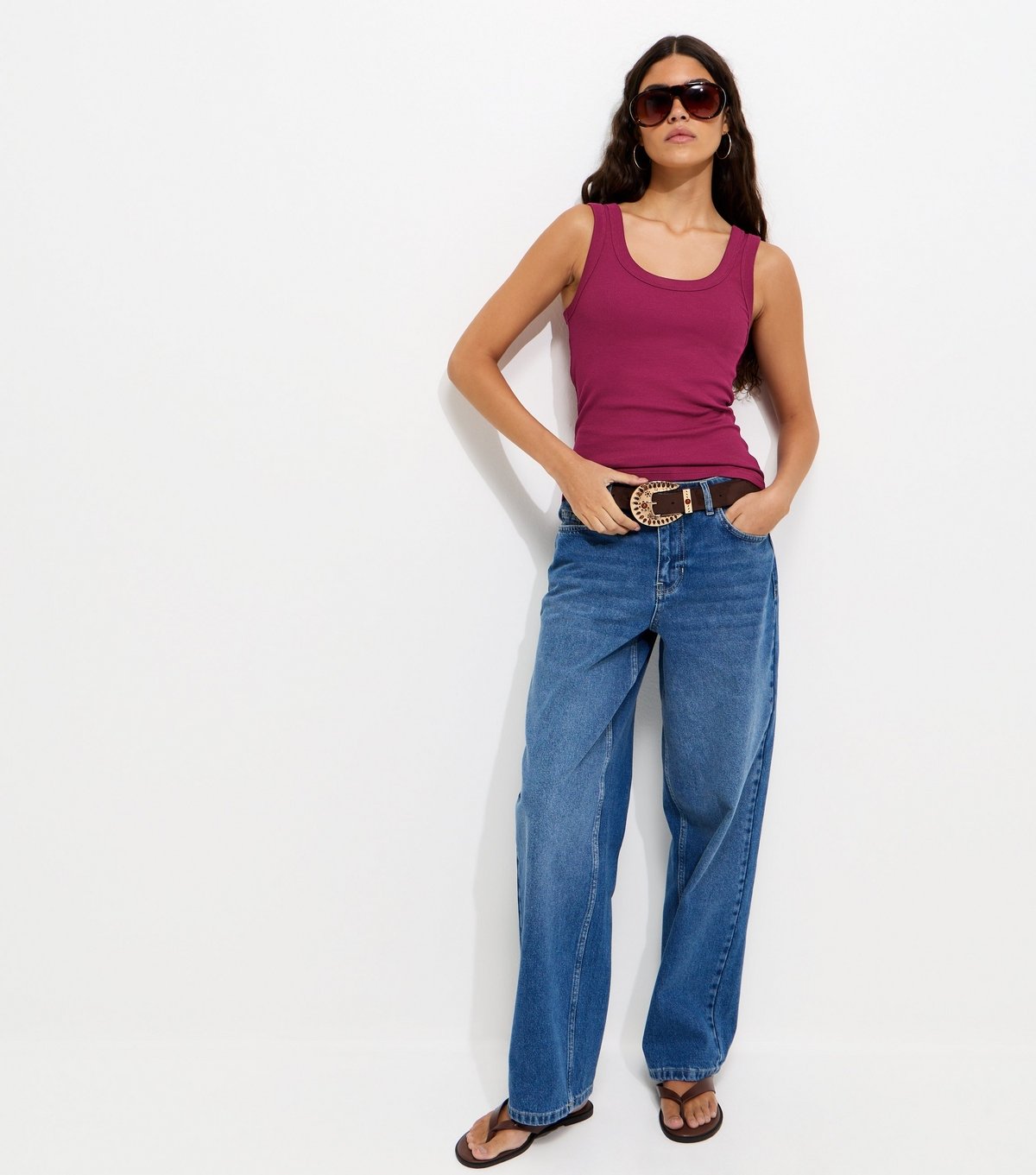 New Look Women's Light Burgundy Wide Trim Scoop Vest Top New Look - 3