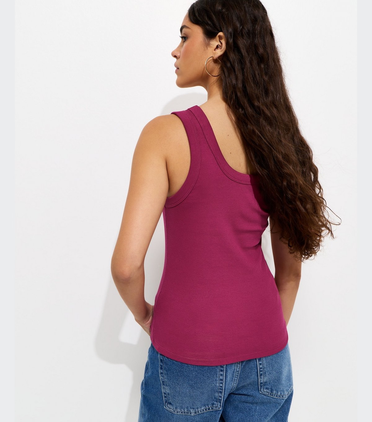 New Look Women's Light Burgundy Wide Trim Scoop Vest Top New Look - 4
