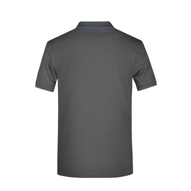 James and Nicholson James and Nicholson Men's Contrast Striped Pique Polo Shirt in Dark Grey - 2