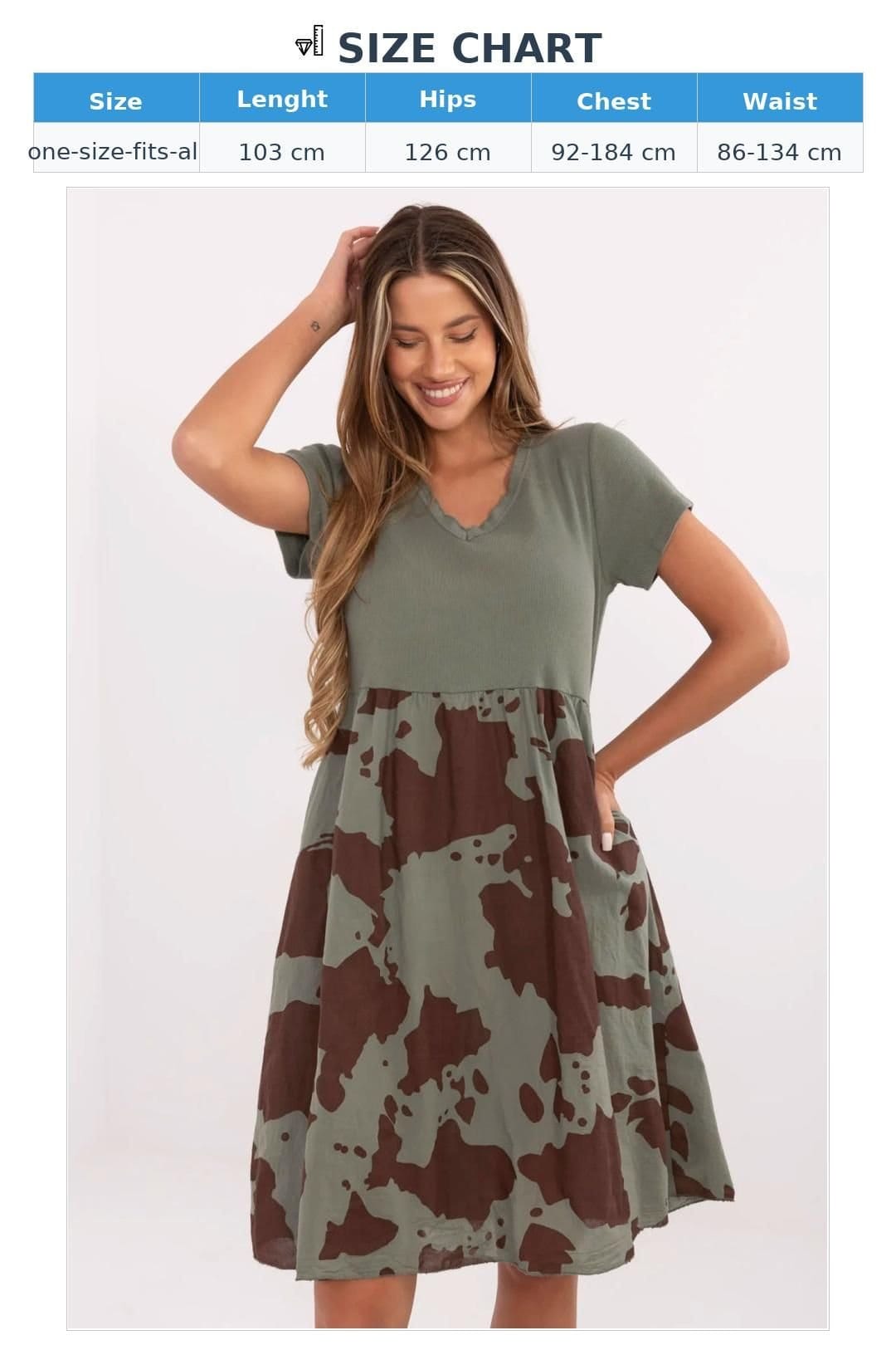 Love Lace Love Lace Women's Ribbed V Neck Flared Cotton Elastane Dress in Green - 4